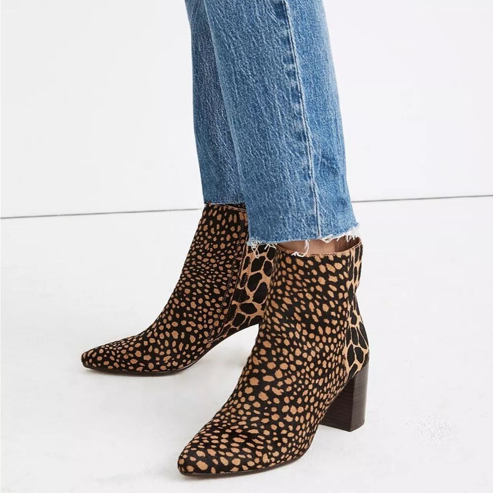 Madewell Women’s The Fiona Boot Size 9.5 in Spot Mix Calf Hair / Style MA450